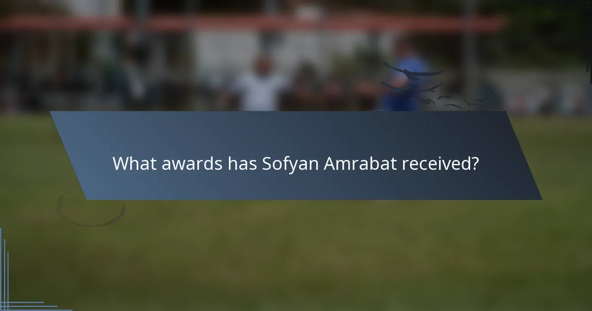What awards has Sofyan Amrabat received?